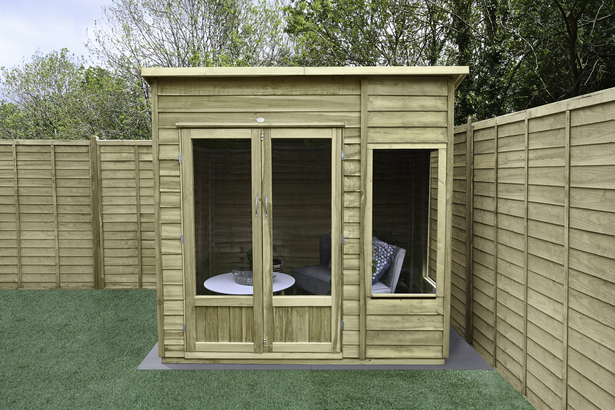 Image of Forest Garden Oakley 7 x 5ft Overlap Pent Summerhouse with Base