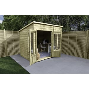 Forest Garden Oakley 8 x 6ft Overlap Pent Summerhouse with Base & Assembly