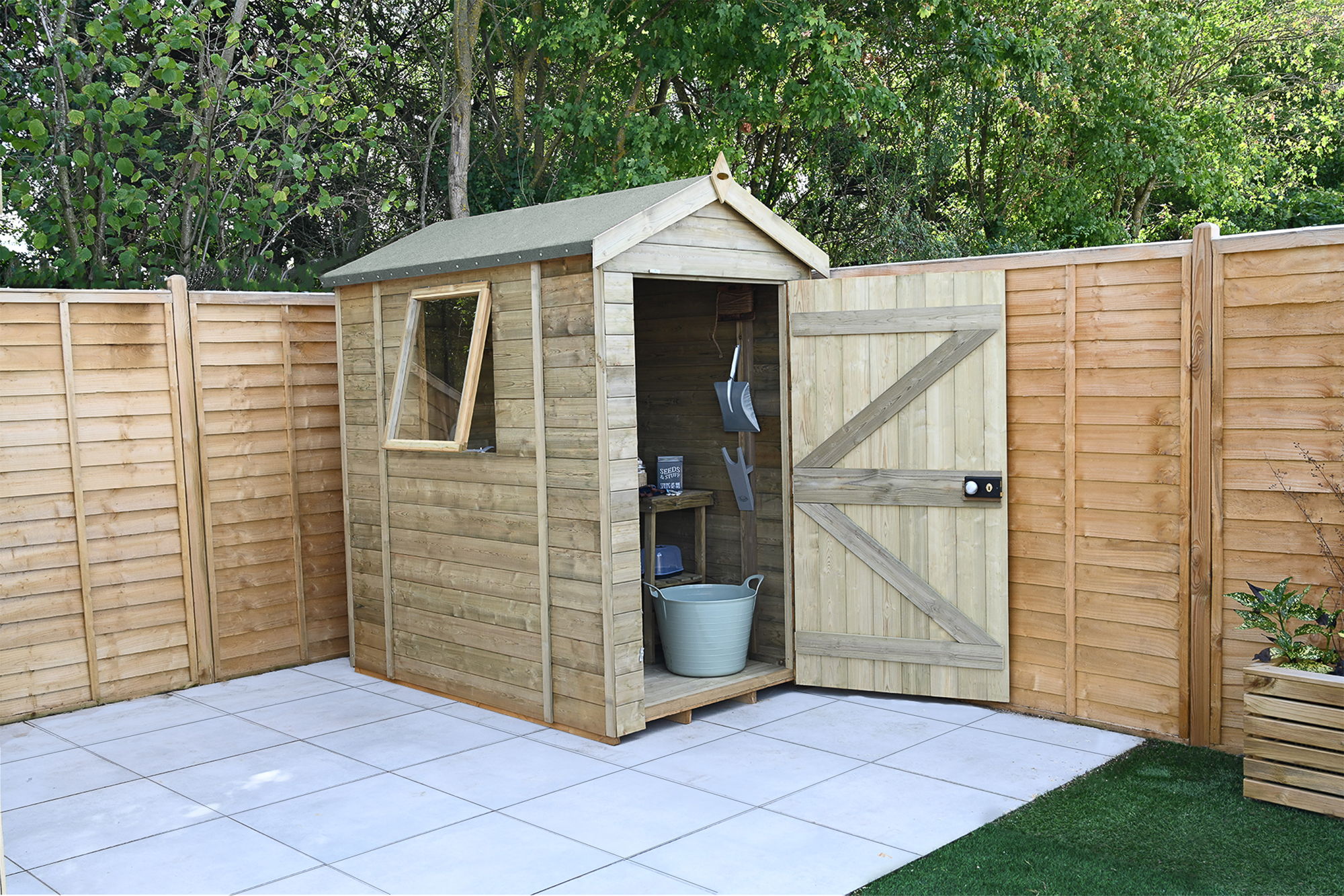 Forest Garden Timberdale 6 x 4ft Apex Shed with Base