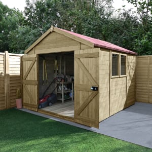 Forest Garden Timberdale 10 x 8ft Double Door Apex Shed with Base