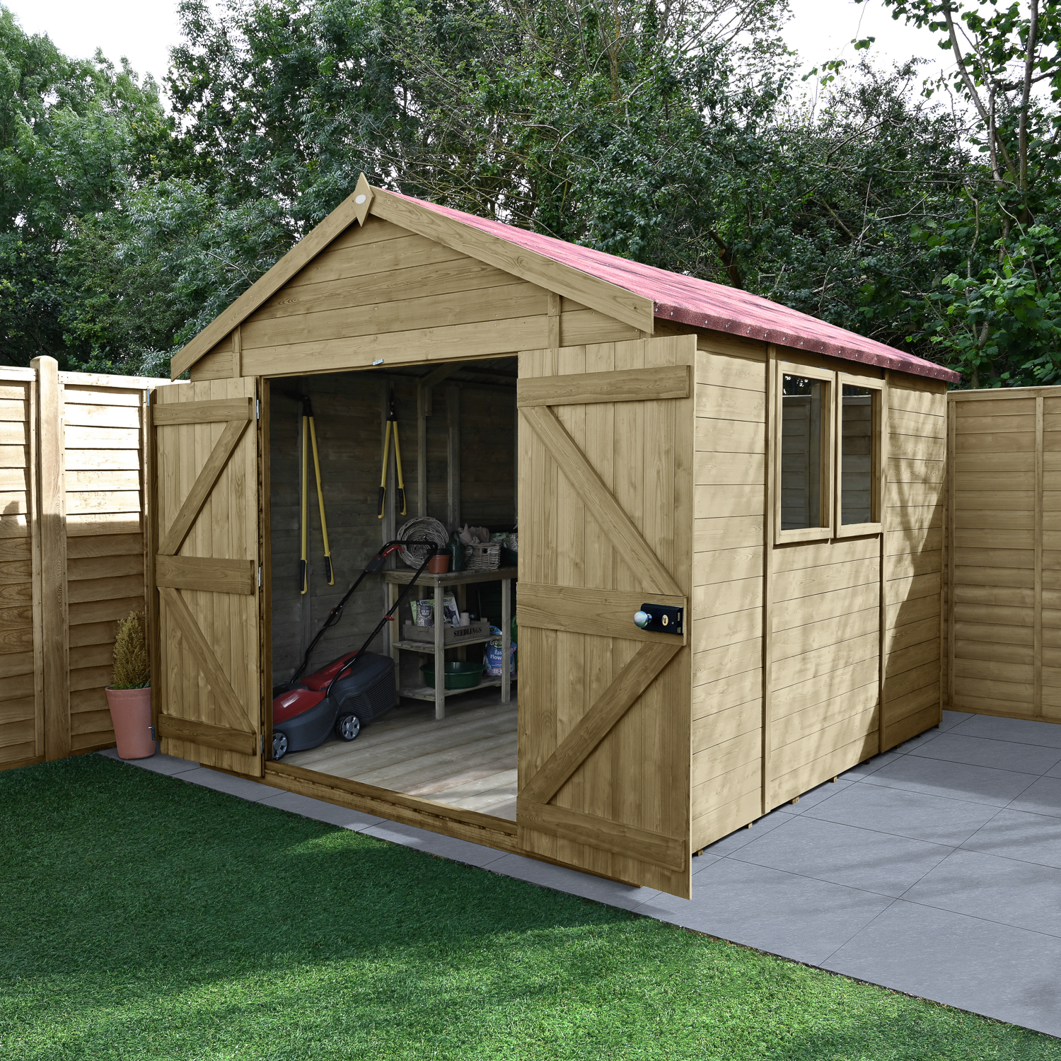 Forest Garden Timberdale Double Door Apex Shed - 10 x 8ft