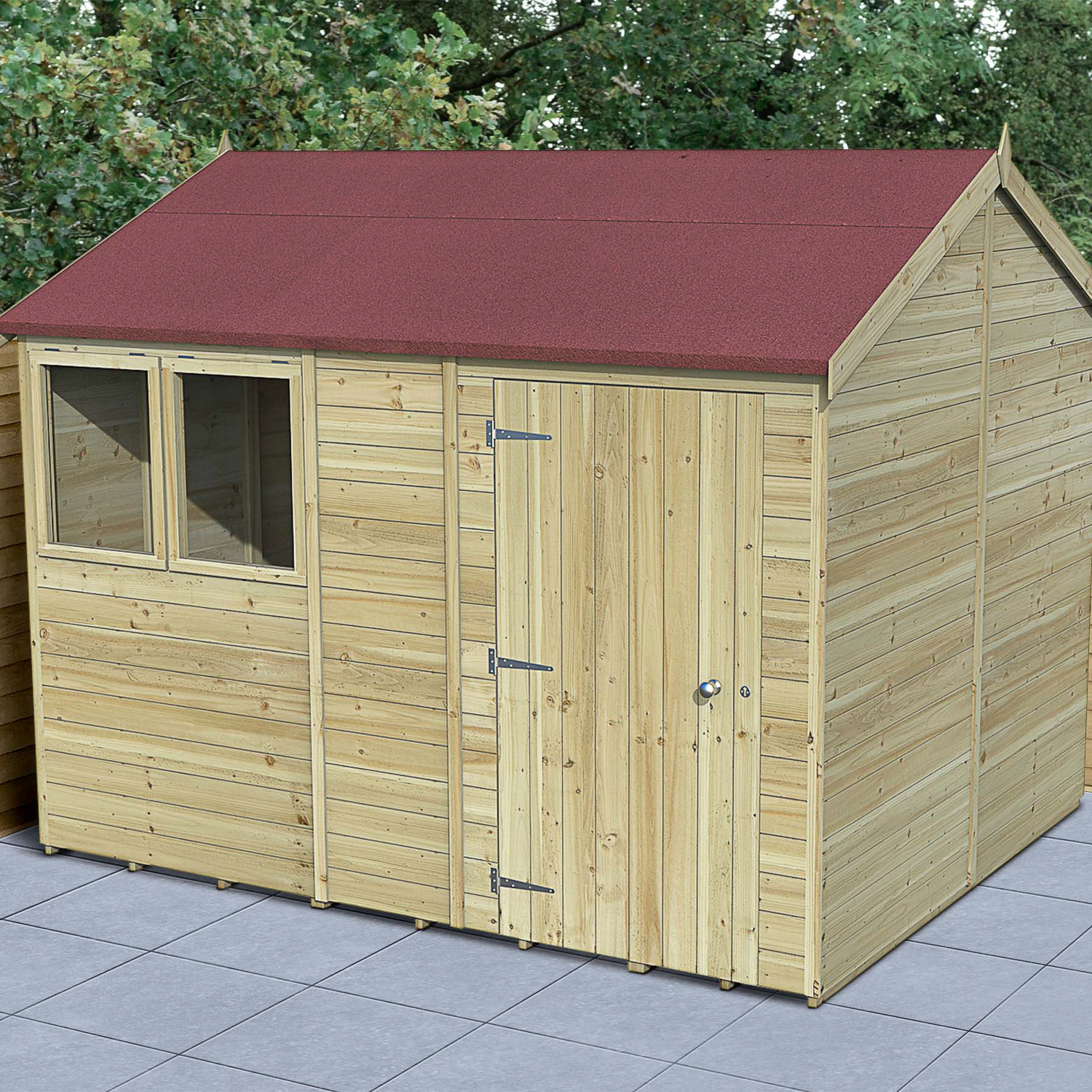 Forest Garden Timberdale 10 x 8ft Reverse Apex Shed with Base