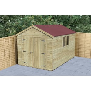 Image of Forest Garden Timberdale 12 x 8ft Apex Double Door Shed with Base