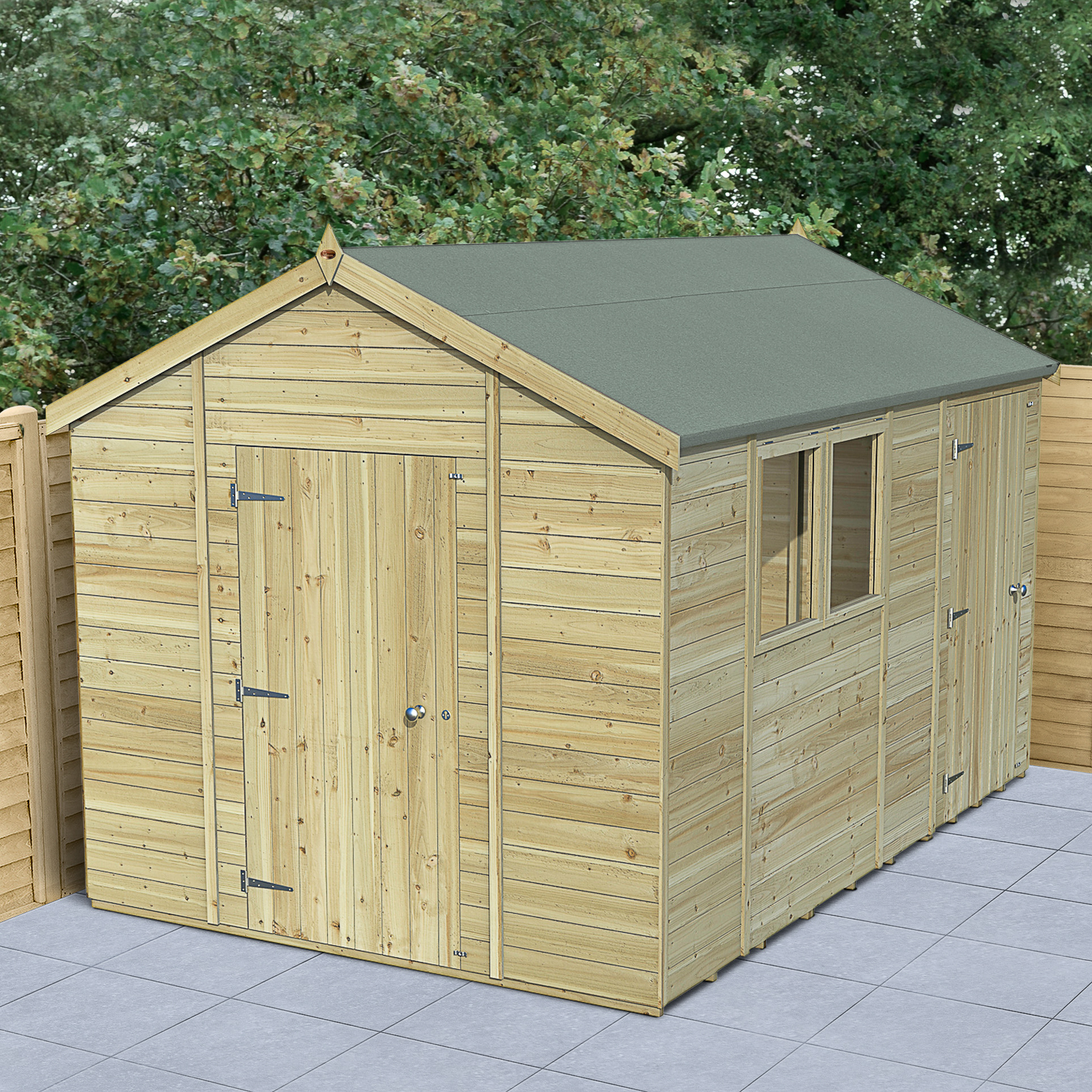 Forest Garden Timberdale 12 x 8ft Apex Shed Combo with Base & Assembly