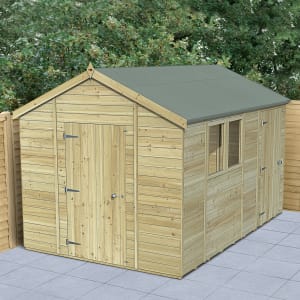 Image of Forest Garden Timberdale 12 x 8ft Apex Shed Combo with Base & Assembly