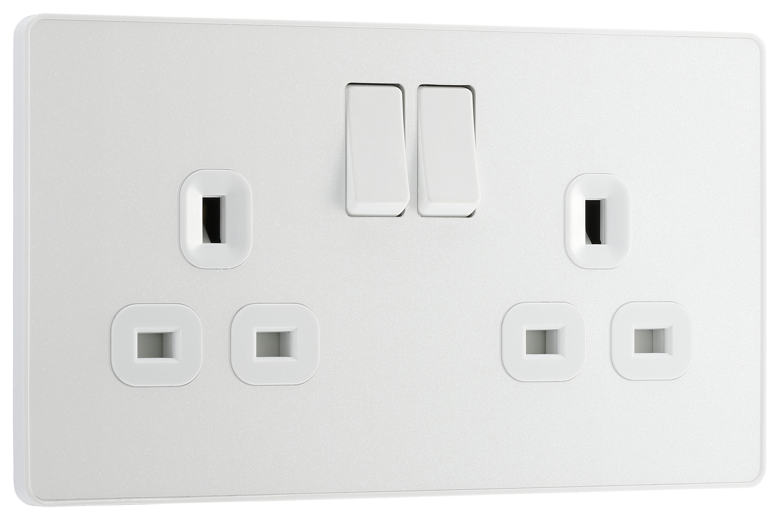 BG Evolve 13A Double Socket - Pearlescent White