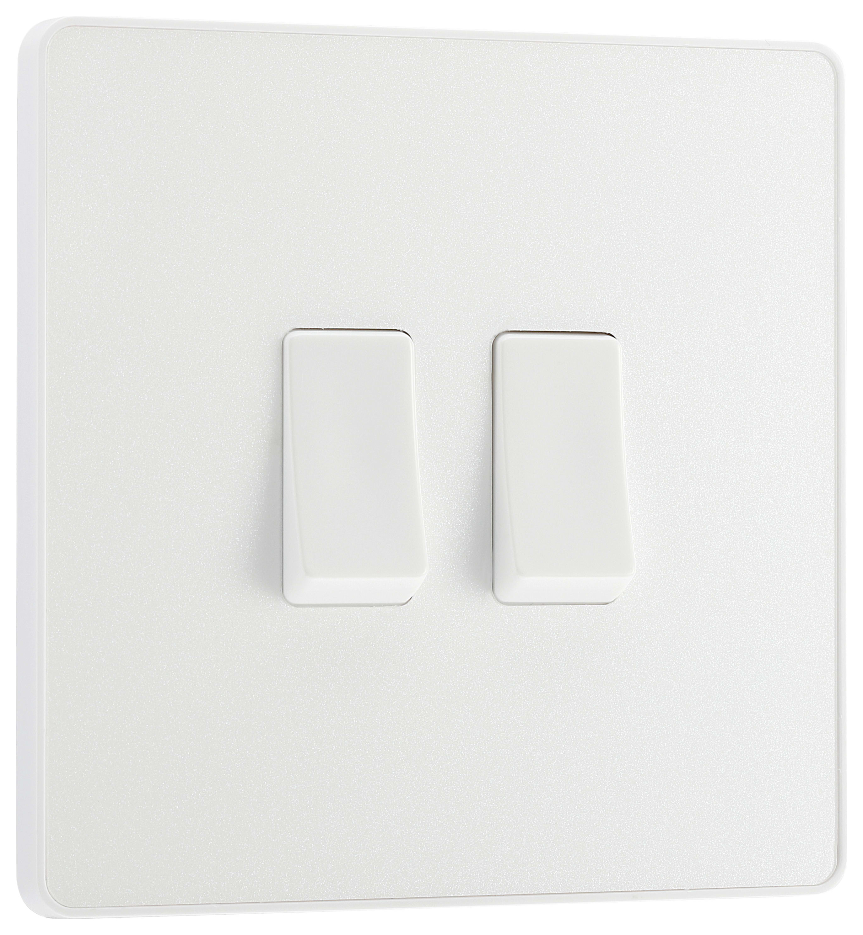 BG Evolve 2 Way 20A Double Switch - Pearlescent White