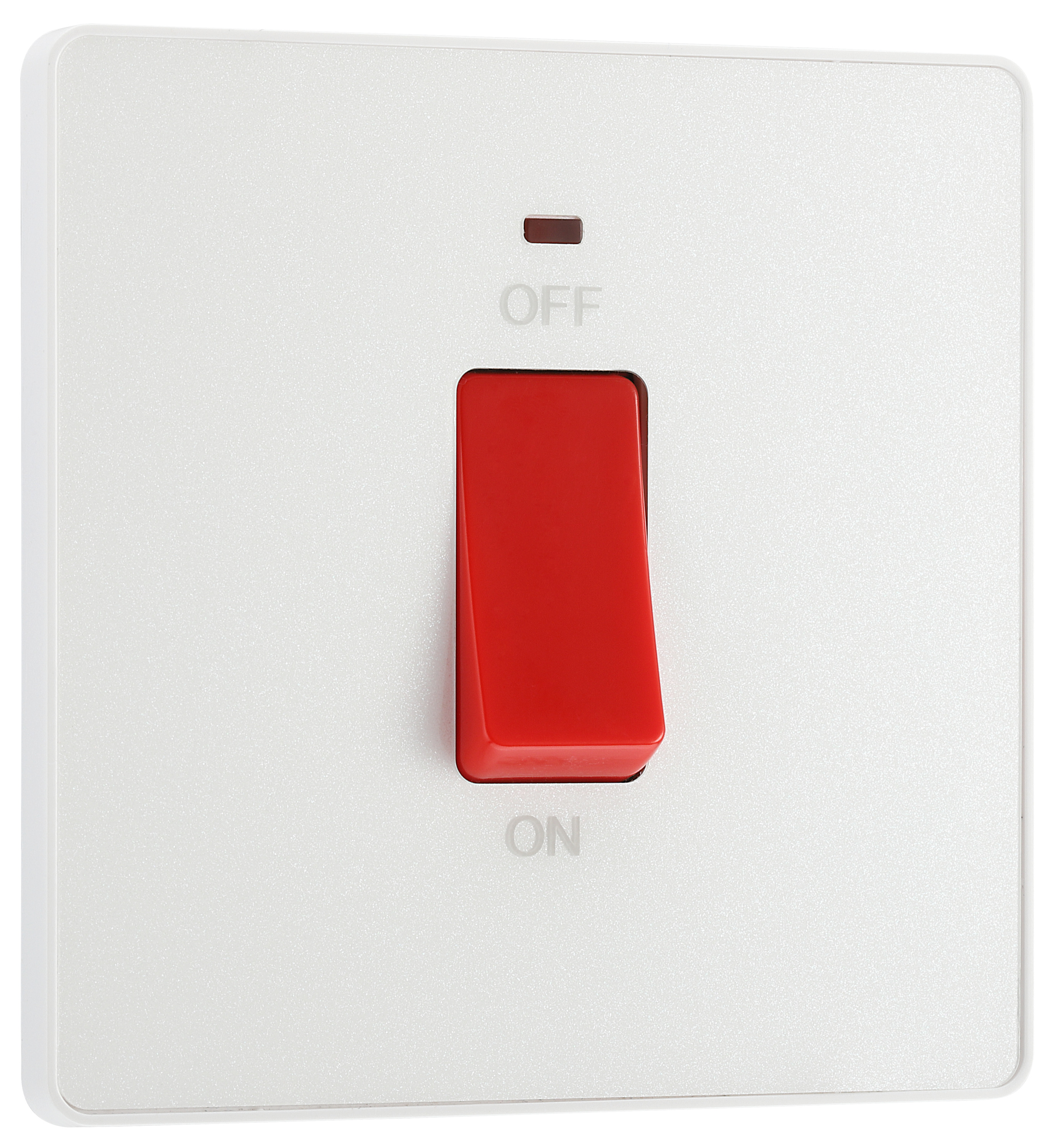 Image of BG Evolve Pearlescent White 45A Square Double Pole Switch with LED Power Indicator