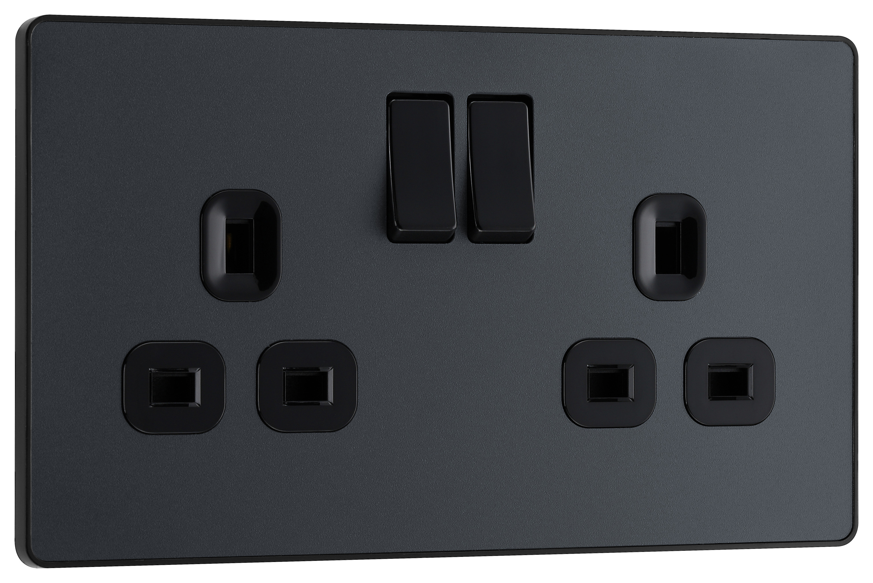 BG Evolve 13A Double Socket - Matt Grey