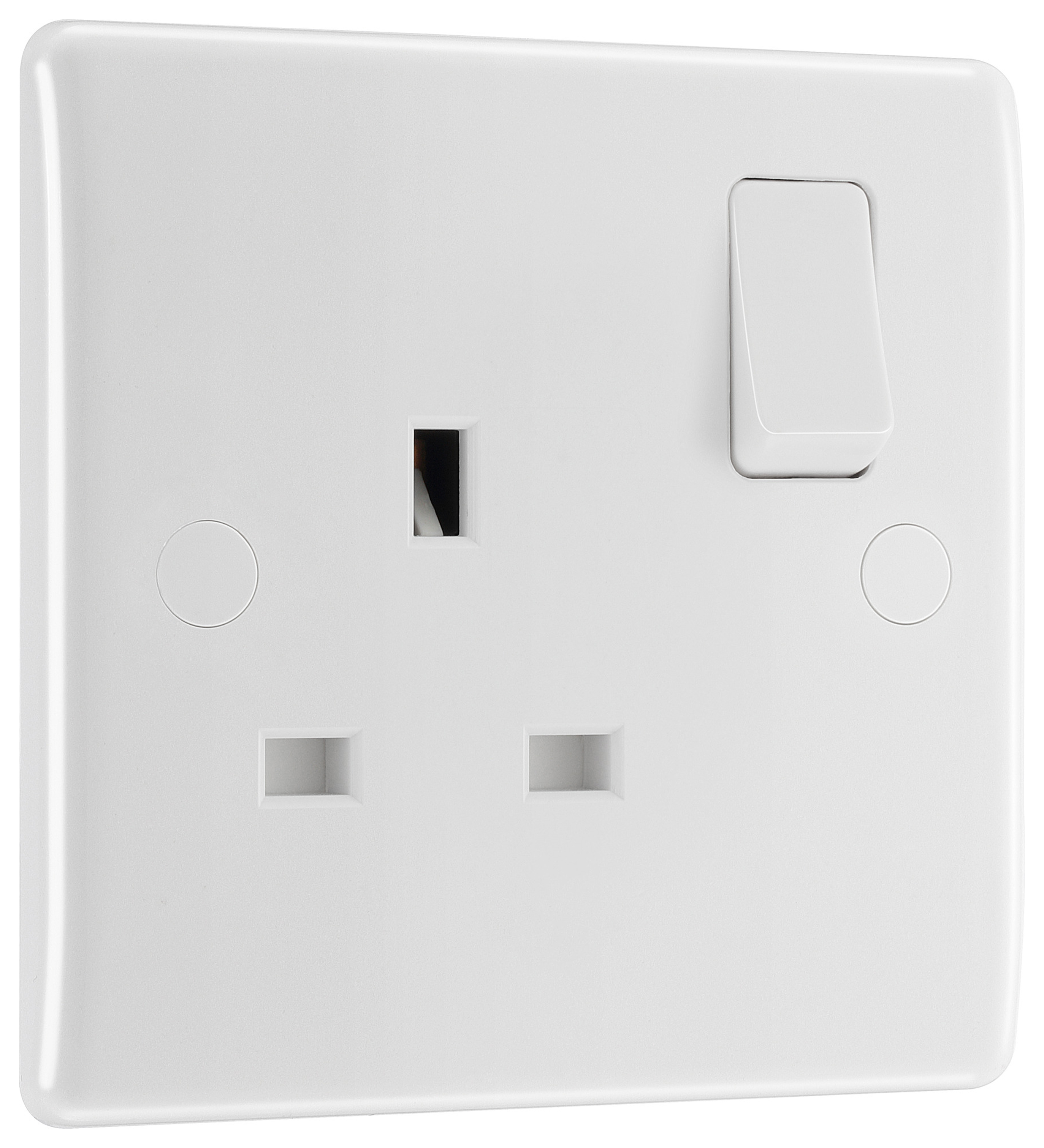 BG 13A Single Gang Curve White Single Switched Socket