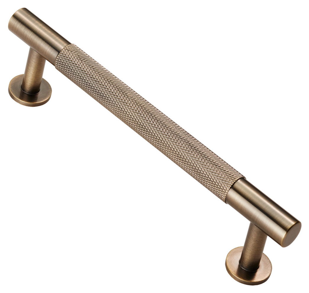 Image of Carlisle Brass FTD700BAB Knurled Cabinet Pull Handle - 128mm - Antique Brass