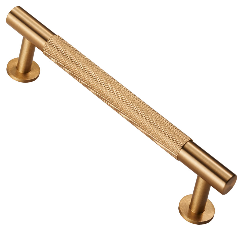 Image of Carlisle Brass FTD700BSB Knurled Cabinet Pull Handle - 128mm - Satin Brass