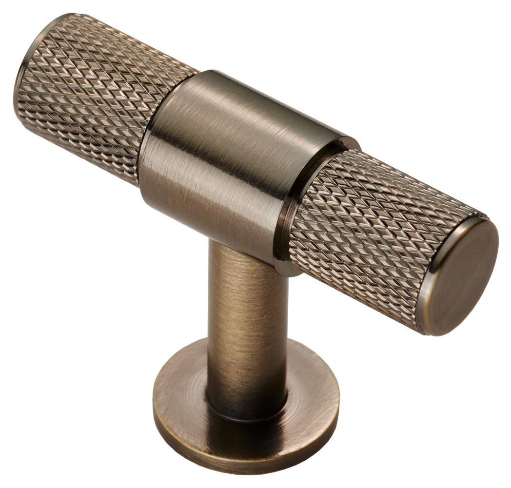 Carlisle Brass FTD701AB Knurled Cabinet T-Bar Knob - Antique Brass