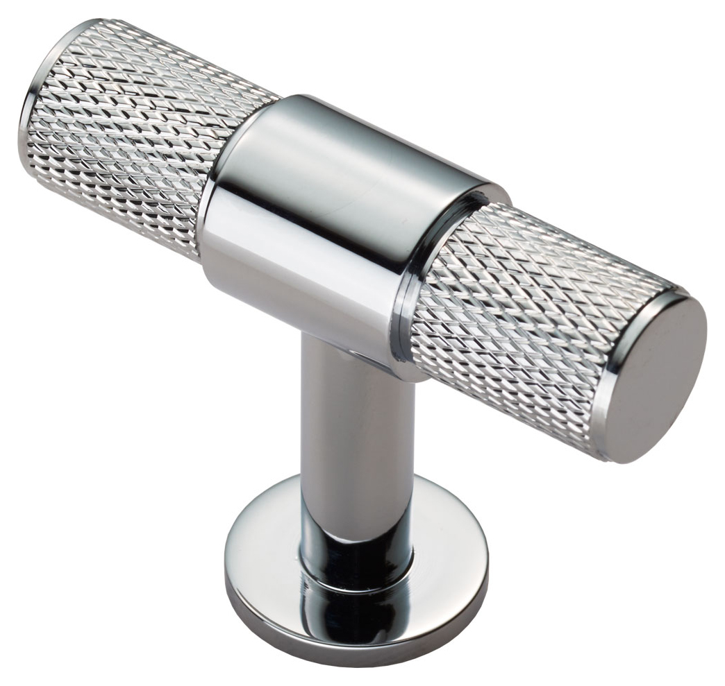 Image of Carlisle Brass FTD701CP Knurled Cabinet T-Bar Knob - Polished Chrome