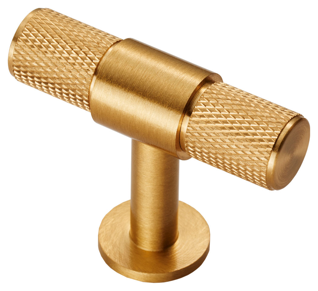 Image of Carlisle Brass FTD701SB Knurled Cabinet T-Bar Knob - Satin Brass