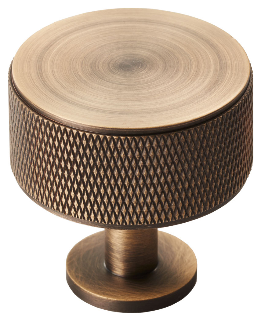 Image of Carlisle Brass FTD703AB Knurled Cabinet Radio Knob - Antique Brass