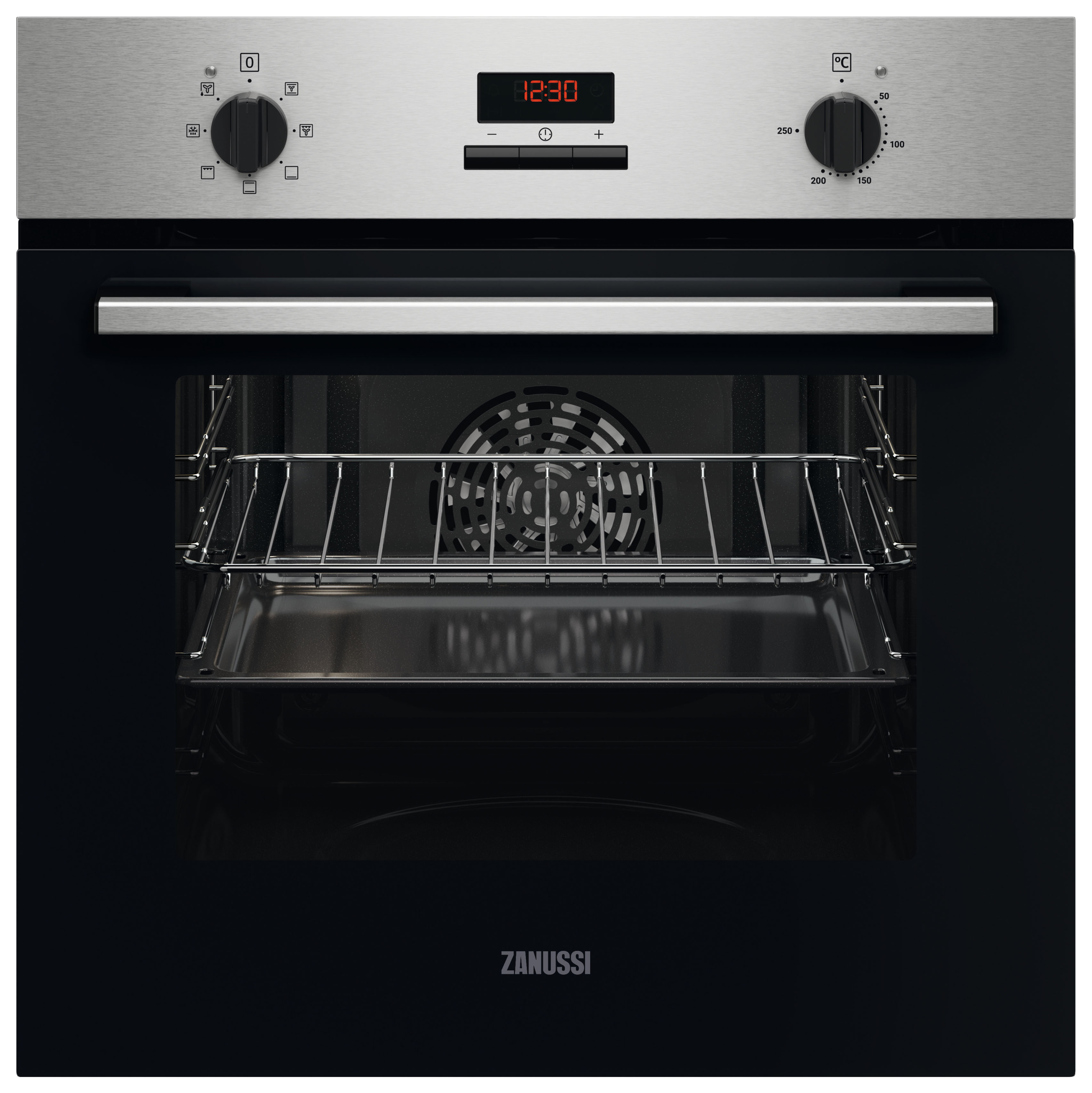Image of Zanussi ZOHTC2X2 Multifunction 65L Single Electric Oven With LED Timer - Silver