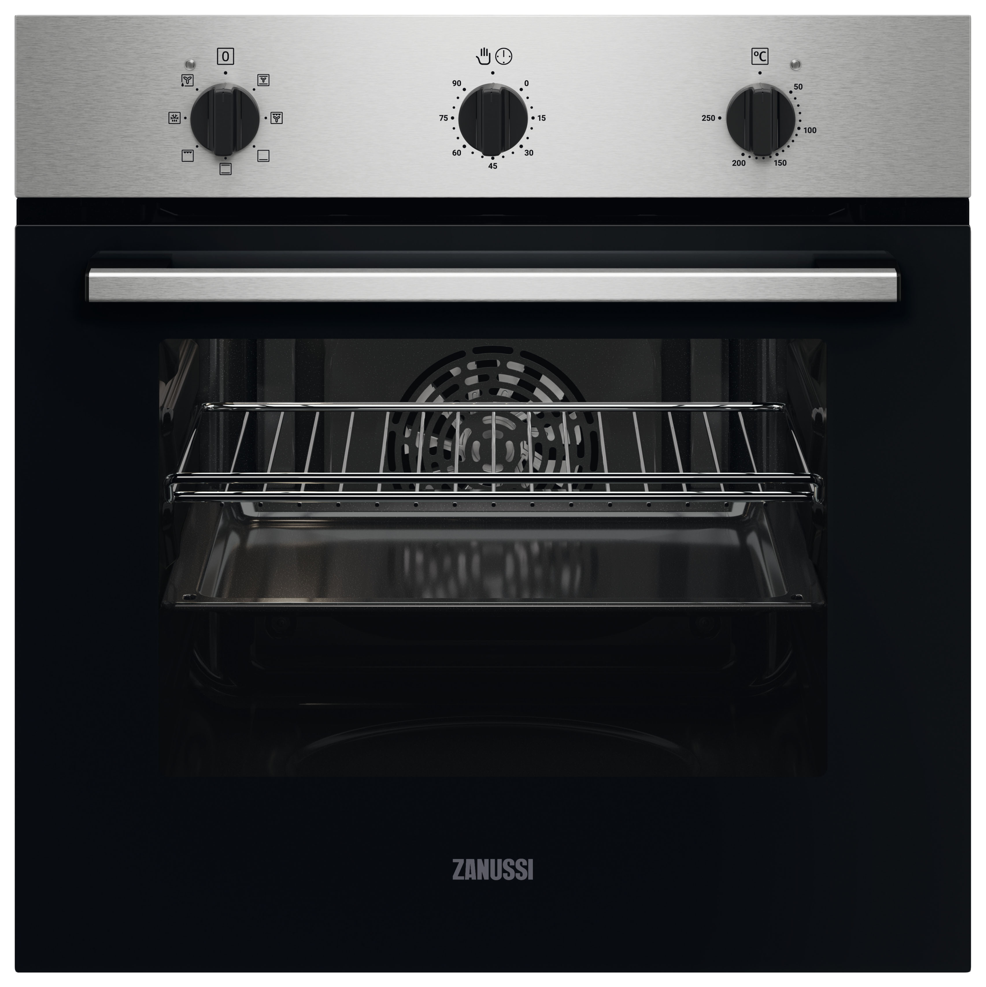Image of Zanussi ZOHTC1X2 Multifunction 65L Single Electric Oven With Mech Timer - Silver