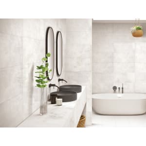Wickes Lustre White Stone Effect Polished Porcelain Wall & Floor Tile - 600 x 300mm