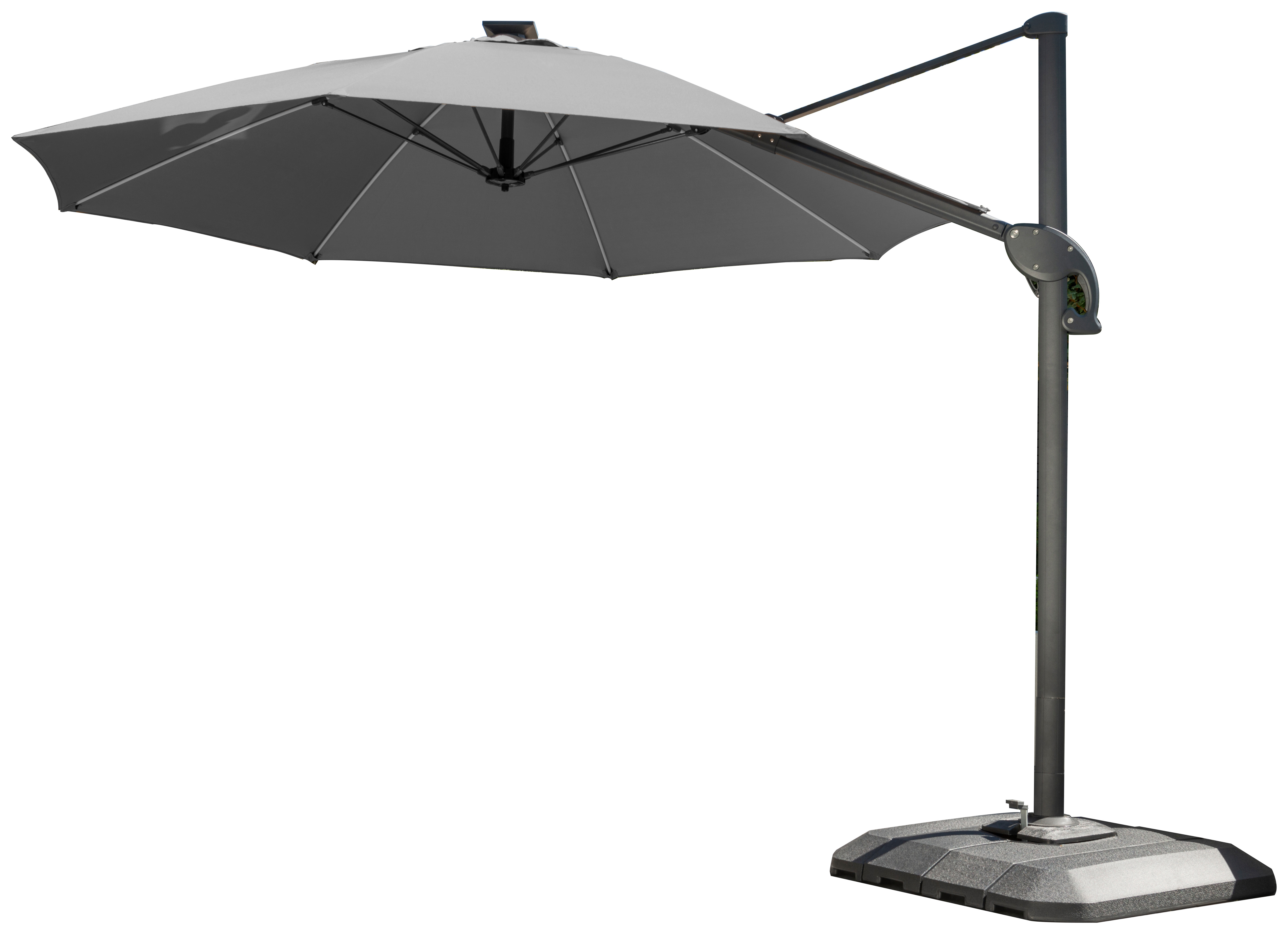 Norfolk Leisure One Box Grey Parasol 3m Round LED Cantilever with Water Filled Base