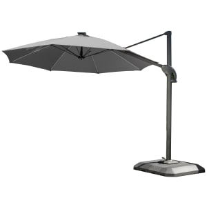 Norfolk Leisure One Box Grey Parasol 3m Round LED Cantilever with Water Filled Base