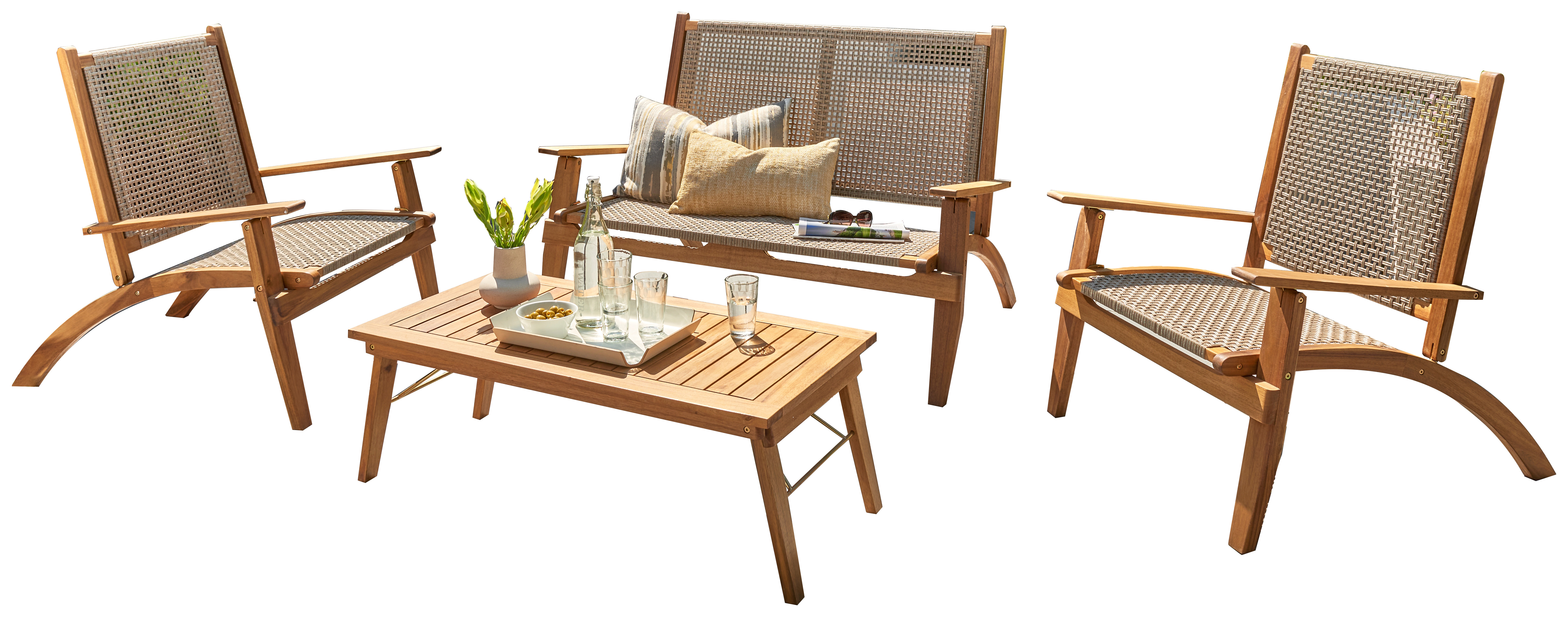 Image of Norfolk Leisure Walden Acacia Folding Lounge Set