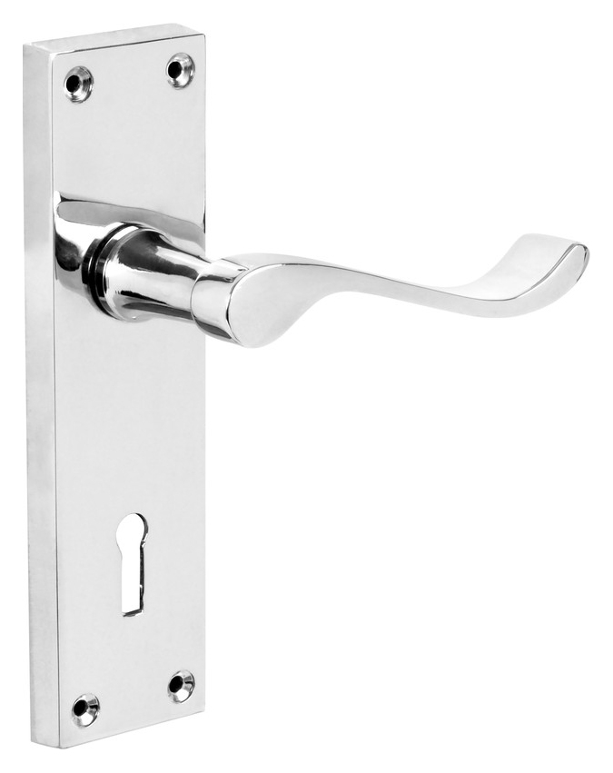 Image of Vienna Chrome Scroll Lock Door Handle - 1 Pair