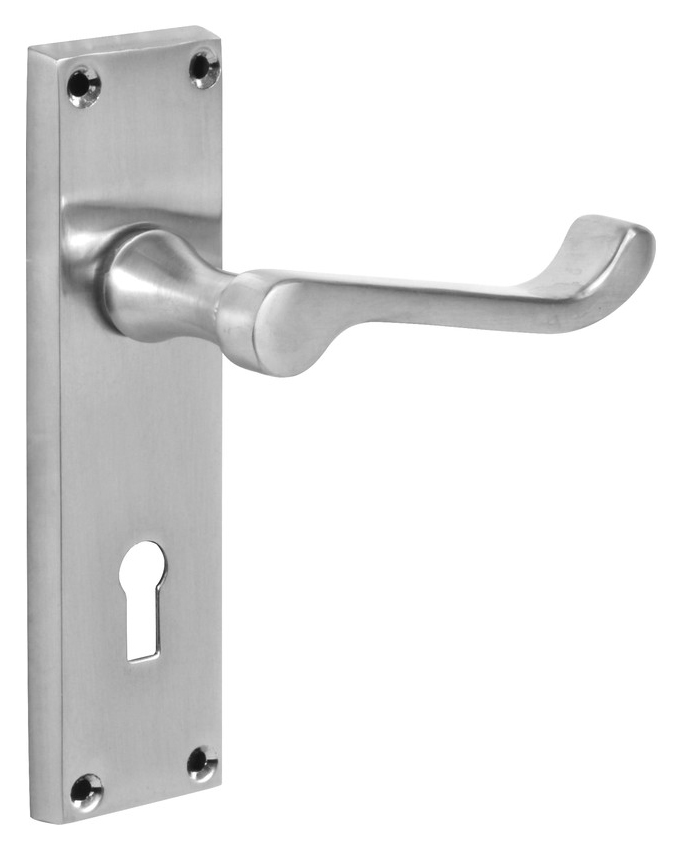 Image of Valencia Satin Chrome Lever Lock Door Handle - 1 Pair