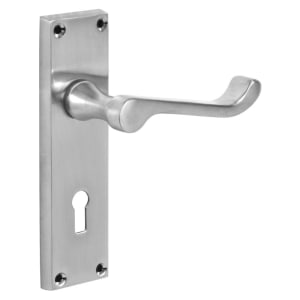 Image of Valencia Satin Chrome Lever Lock Door Handle - 1 Pair