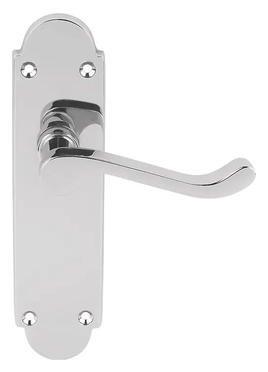 Image of Geneva Chrome Lever Latch Door Handle - 1 Pair