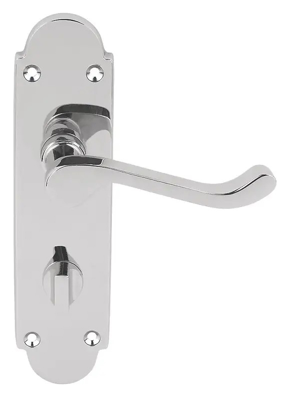 Image of Geneva Chrome Lever Bathroom Door Handle - 1 Pair