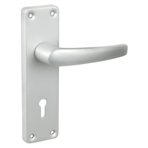 Image of Moscow Satin Aluminium Lever Lock Door Handle - 1 Pair