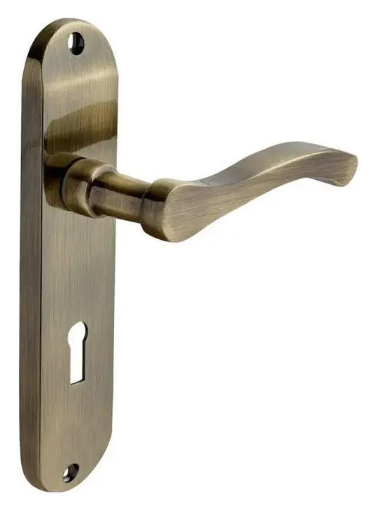 Image of Capri Antique Brass Lever Lock Door Handle - 1 Pair