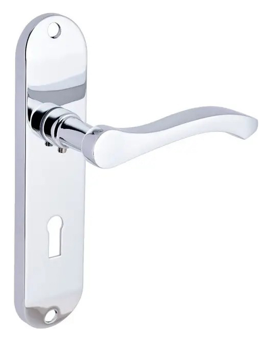 Image of Capri Polished Chrome Lever Lock Door Handle - 1 Pair