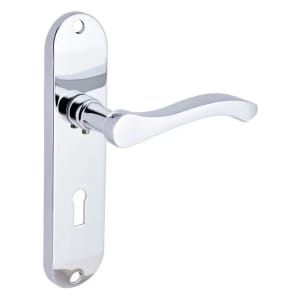 Capri Polished Chrome Lever Lock Door Handle - 1 Pair