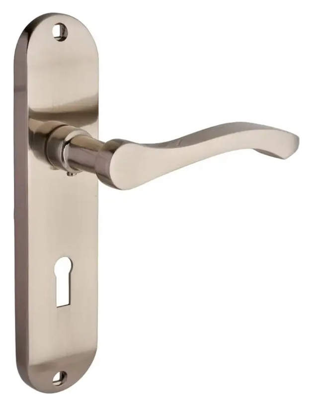 Image of Capri Brushed Nickel Lever Lock Door Handle - 1 Pair
