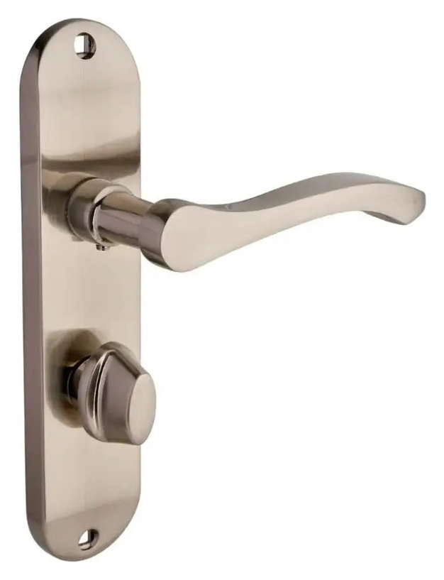 Image of Capri Brushed Nickel Lever Bathroom Door Handle - 1 Pair