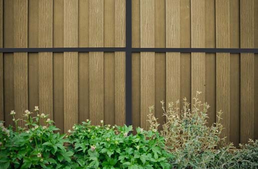 Image of DuraPost Anthracite Grey/Natural Vento Vertical Composite Fence Panel - 6 x 6ft - Pack of 3