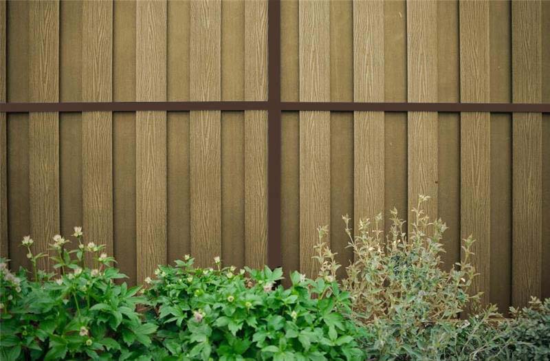 Image of DuraPost Sepia Brown/Natural Vento Vertical Composite Fence Panel - 6 x 6ft - Pack of 4