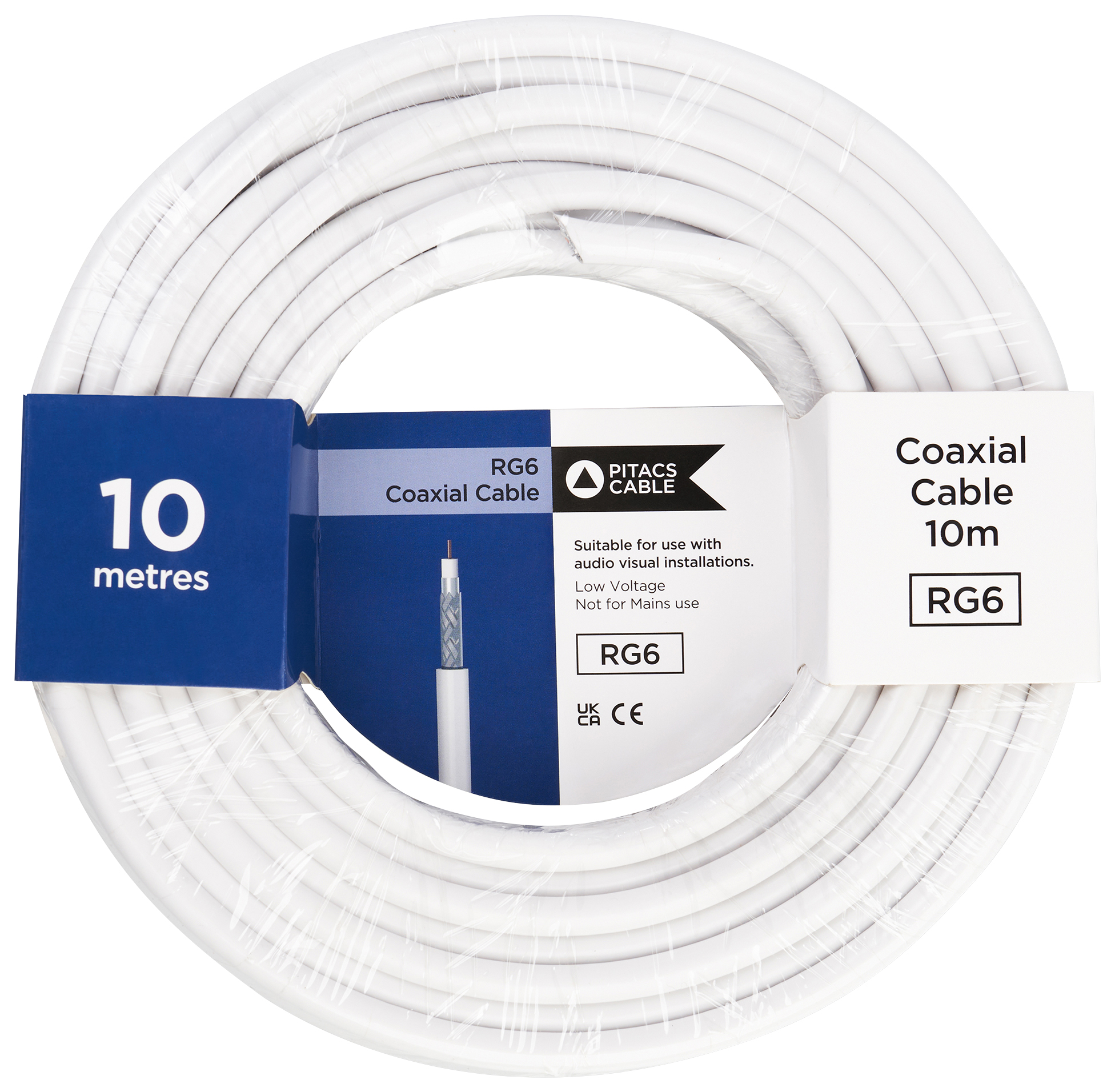 Image of RG6 White Coaxial Cable - 10m