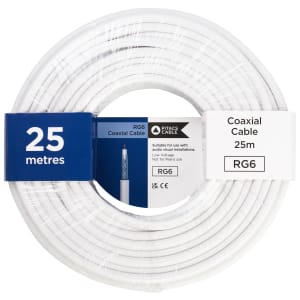 Pitacs RG6 White Coaxial Cable - 25m
