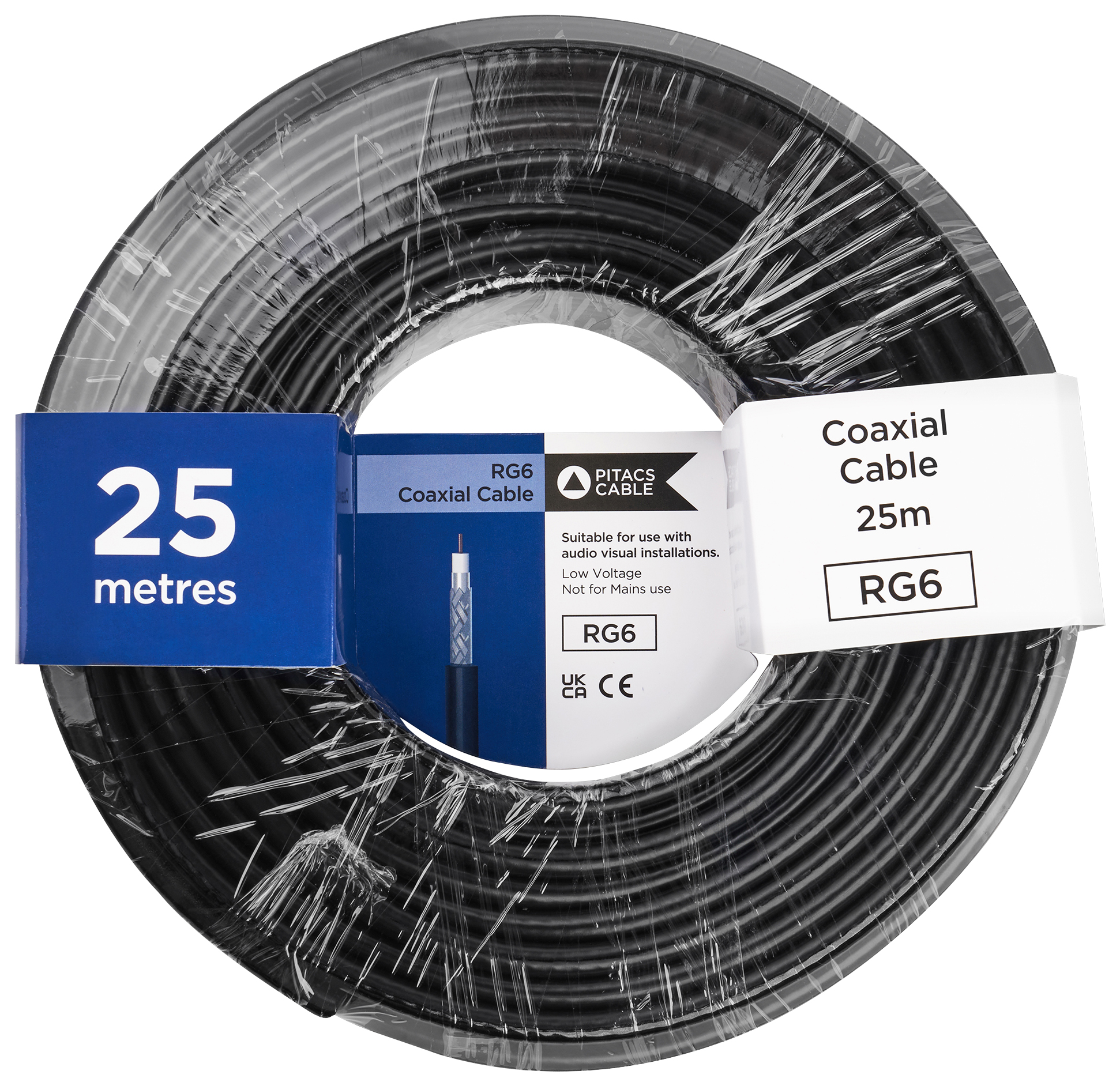 RG6 Black Coaxial Cable - 25m