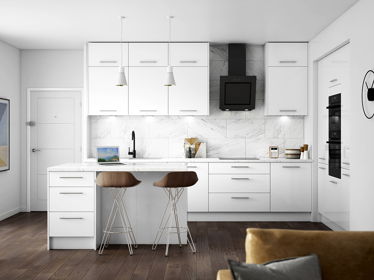 Wickes Orlando White Slab Base Unit - 800mm
