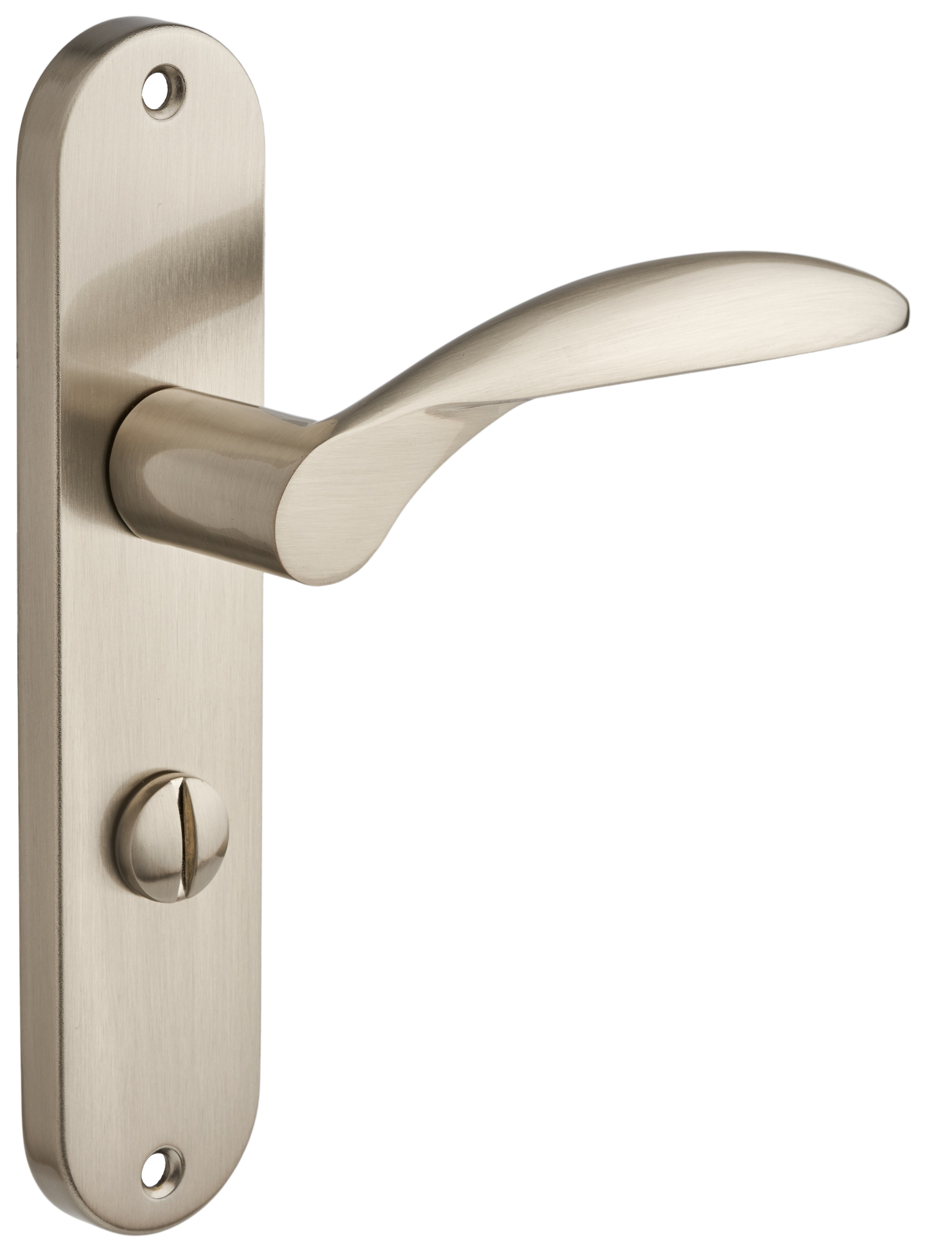 Image of Shorne Brushed Satin Nickel Lever Bathroom Door Handle - 1 Pair