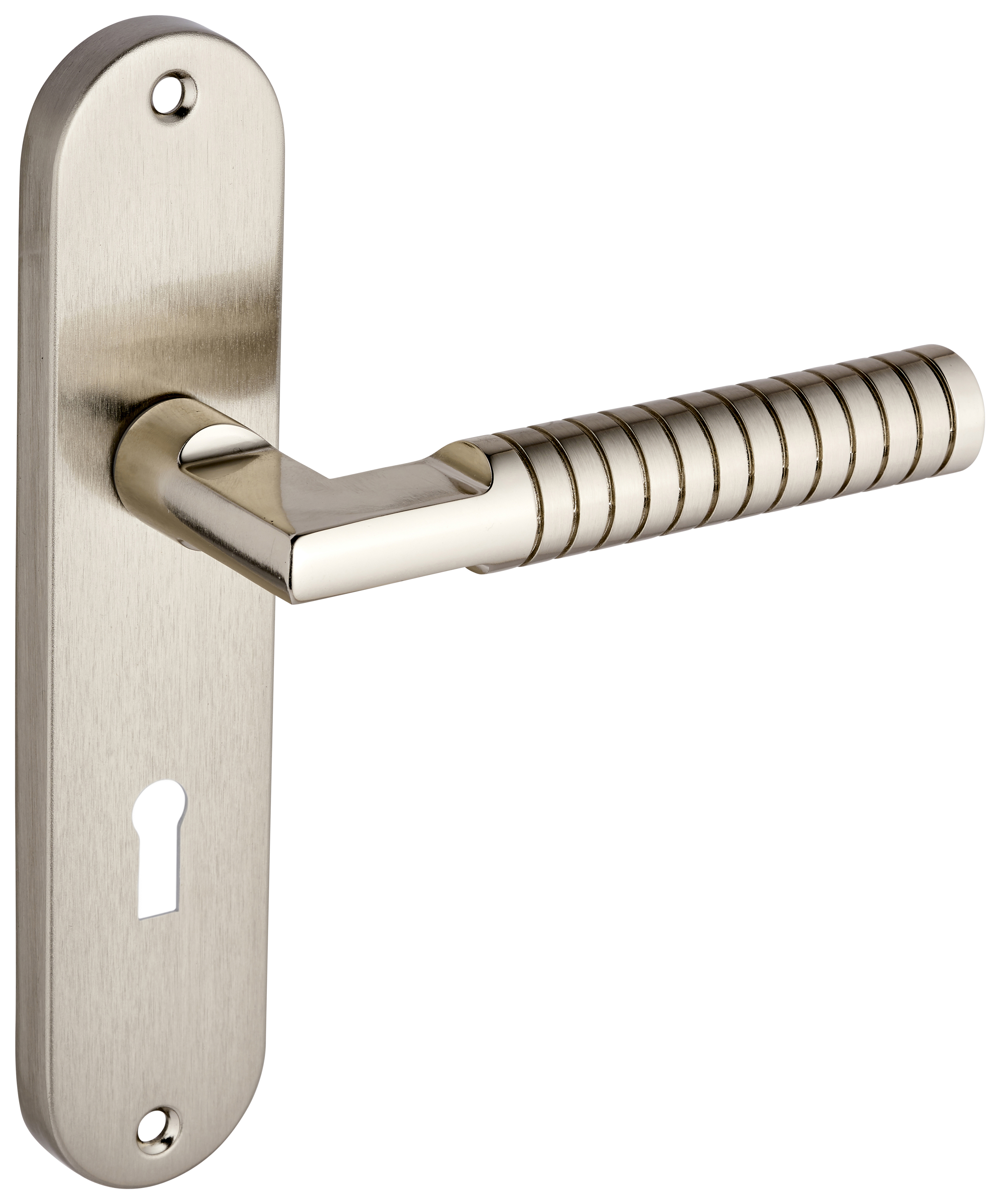 Image of Kempston Dual-Tone Nickel Lever Lock Door Handle - 1 Pair