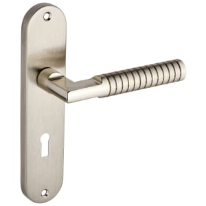 Image of Kempston Dual-Tone Nickel Lever Lock Door Handle - 1 Pair