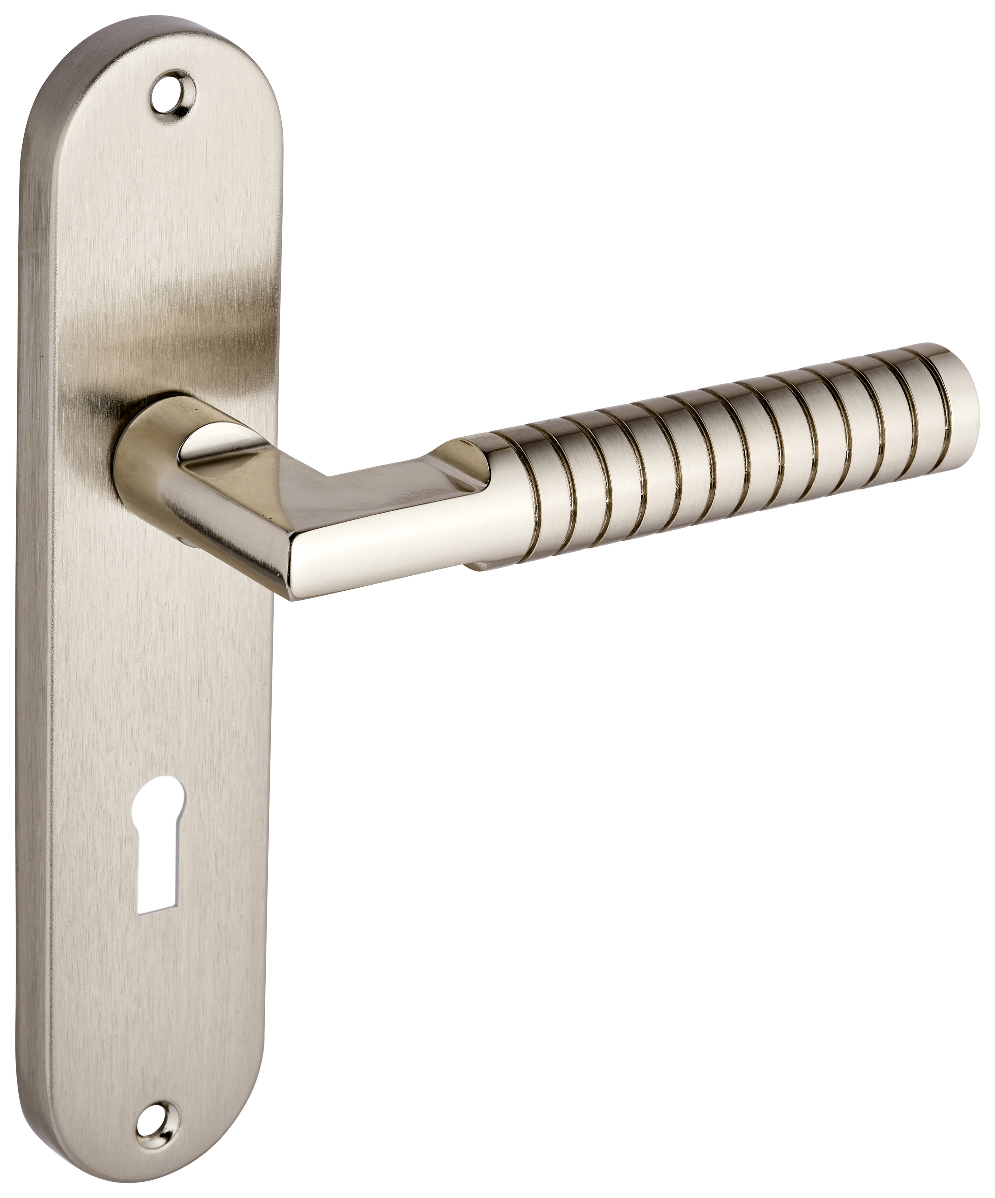 Kempston DualTone Nickel Lever Lock Door Handle 1 Pair Wickes.co.uk
