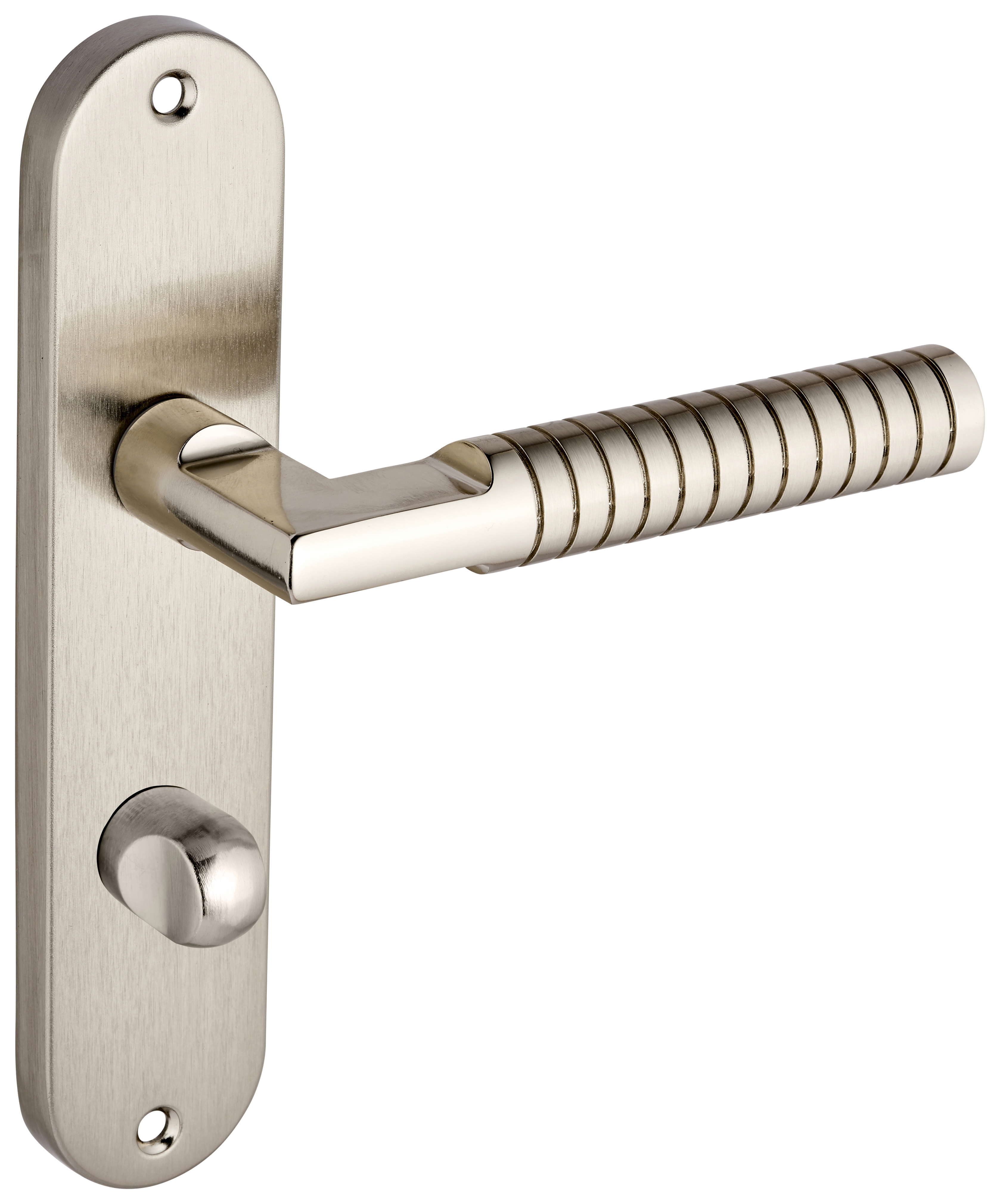 Image of Kempston Dual-Tone Nickel Lever Bathroom Door Handle - 1 Pair