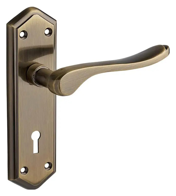 Image of Bewdley Antique Brass Lever Lock Door Handle - 1 Pair