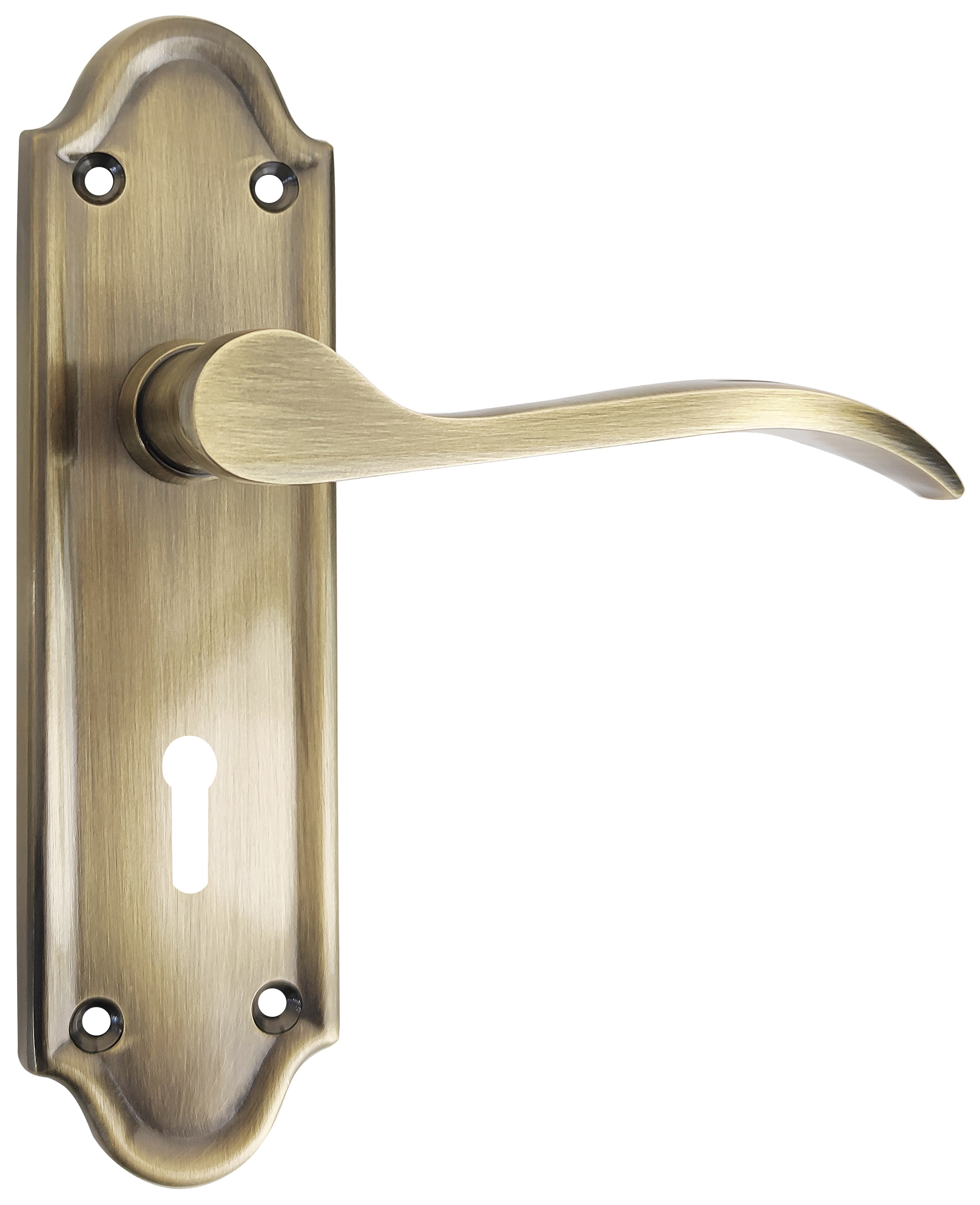 Image of Kennington Antique Brass Lever Lock Door Handle - 1 Pair